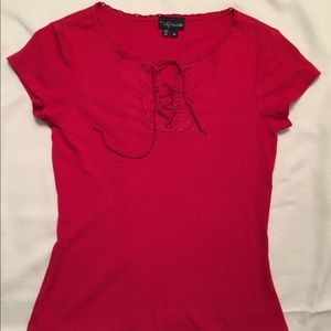 Red Cotton Embroidered Top